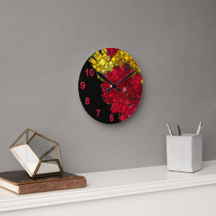 Red, Yellow and Gold Mini Box Template Round Clock