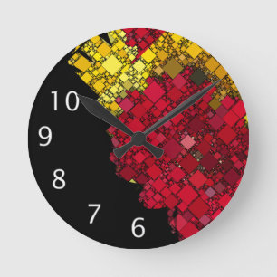Red, Yellow and Gold Mini Box Template Round Clock