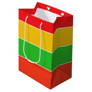 Red, Yellow and Lime Green Stripes Medium Gift Bag
