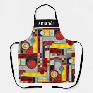 Red Yellow Art Deco Stained Glass Apron