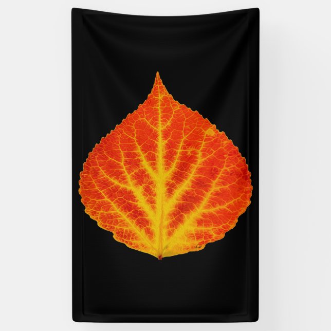 Red & Yellow Aspen Leaf #10 Banner (Vertical)