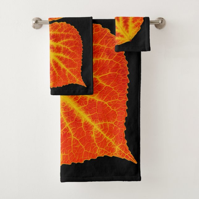 Red & Yellow Aspen Leaf #10 Bath Towel Set (Insitu)