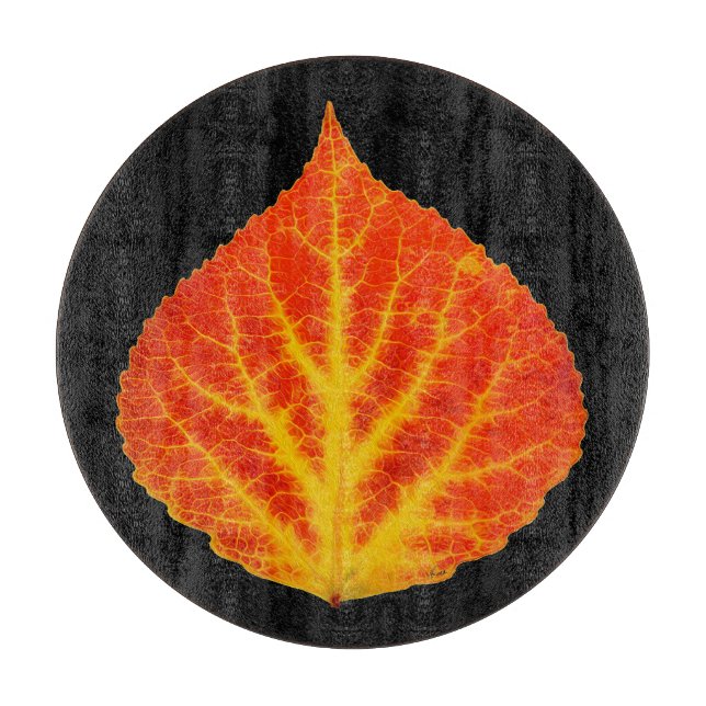 Red & Yellow Aspen Leaf #10 Cutting Board (Front)
