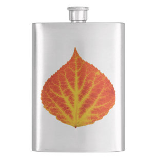 Red & Yellow Aspen Leaf #10 Hip Flask