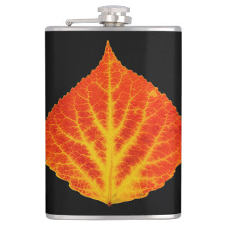 Red & Yellow Aspen Leaf #10 Hip Flask