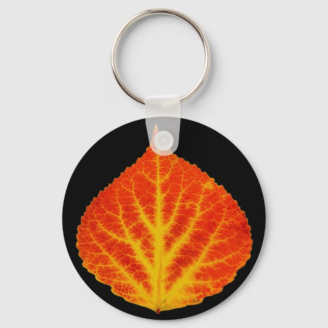 Red & Yellow Aspen Leaf #10 Key Ring (Front)