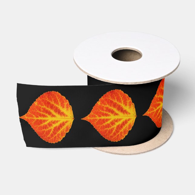 Red & Yellow Aspen Leaf #10 Satin Ribbon (Spool)