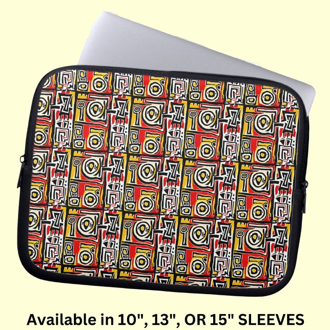 Red Yellow Black Abstract African Tribal Geometric Laptop Sleeve (Creator Uploaded)