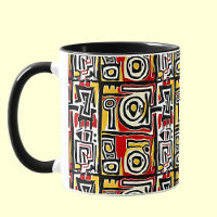 Red Yellow Black Abstract African Tribal Geometric