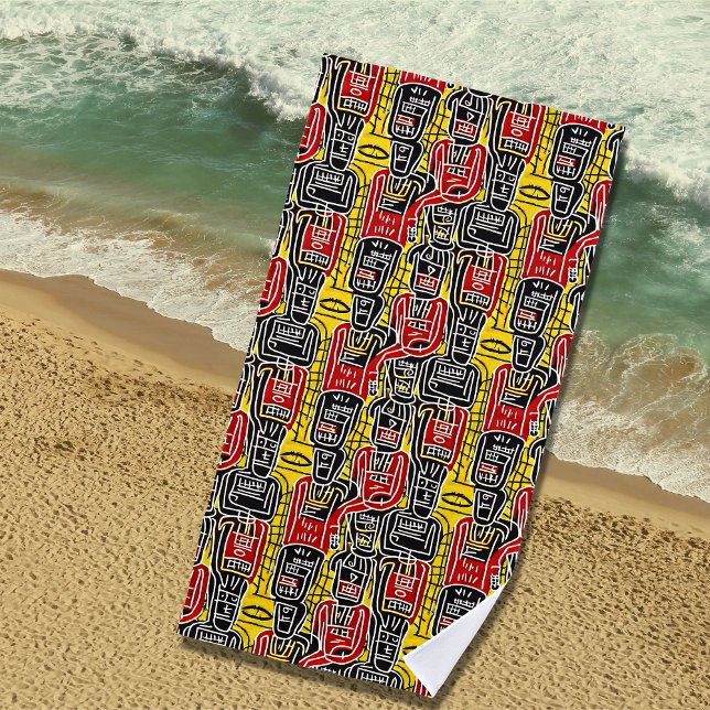 Red Yellow Black Abstract Figures  Beach Towel (Creator Uploaded)