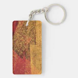 Red yellow black abstract paint brush art key ring