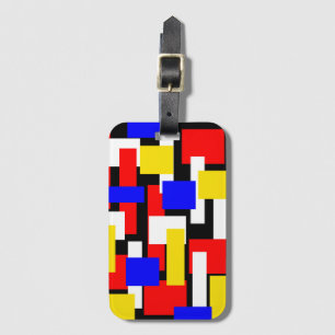 Red, Yellow, Black and Blue Geometric Blocks Luggage Tag