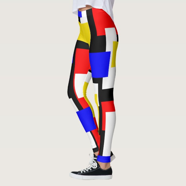 Red, Yellow, Black and Blue Geometric Leggings (Left)