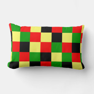 Red, Yellow, Black and Green Checkers Lumbar Cushion