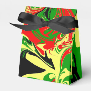 Red, Yellow, Black and Green Swirls Favour Box