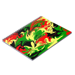 Red, Yellow, Black and Green Swirls Notebook