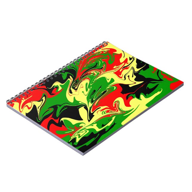 Red, Yellow, Black and Green Swirls Notebook (Left Side)