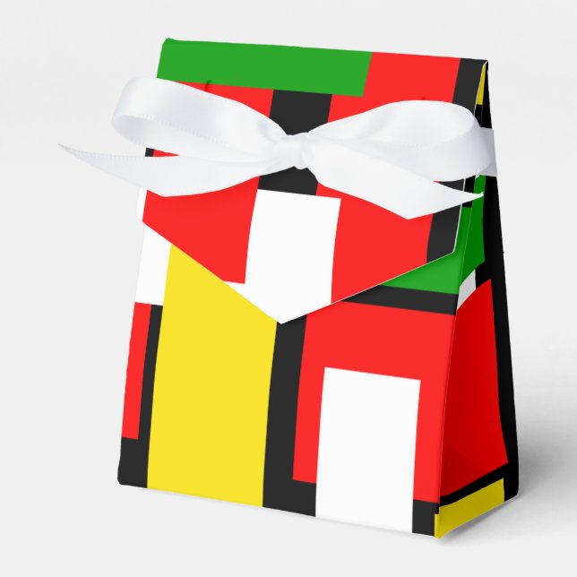 Red, Yellow, Black, Blue and Green Blocks Favour Box (Front Side)