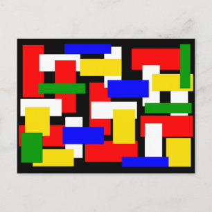 Red, Yellow, Black, Blue and Green Blocks Postcard