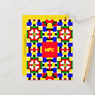 Red, Yellow, Black, Blue and Green Geometrics  Postcard