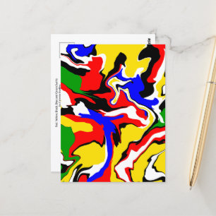 Red, Yellow, Black, Blue and Green Swirls  Postcard