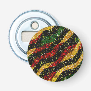 Red Yellow Black Waves of Festive Glitter Bottle Opener