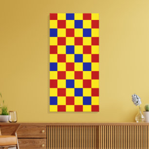 Red Yellow Blue Chequered Pattern Design Canvas Print