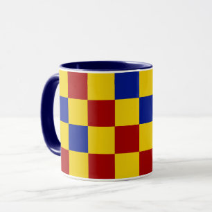 Red Yellow Blue Chequered Pattern Design  Mug