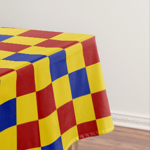 Red Yellow Blue Chequered Pattern Design  Tablecloth