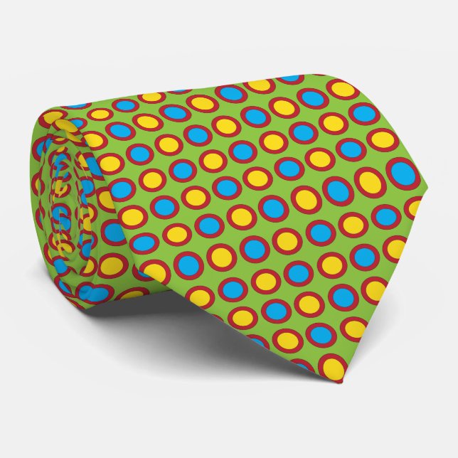 Red Yellow Blue Circles  Tie (Rolled)