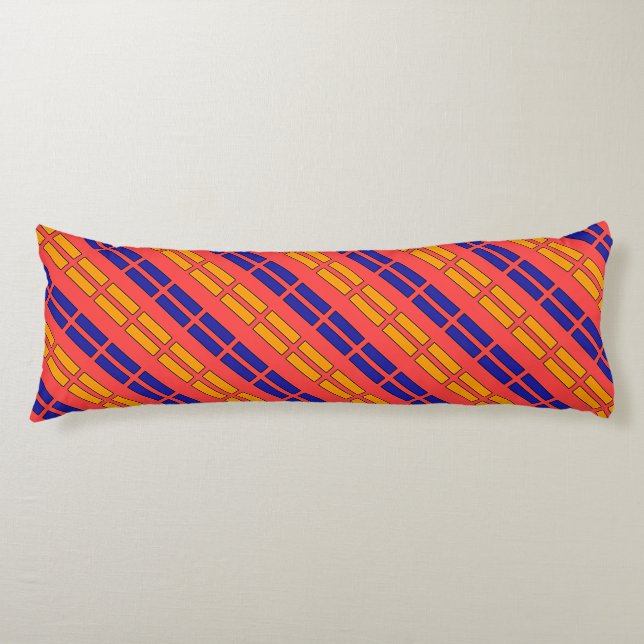 Red + Yellow Blue Dashes   Body Cushion (Front)