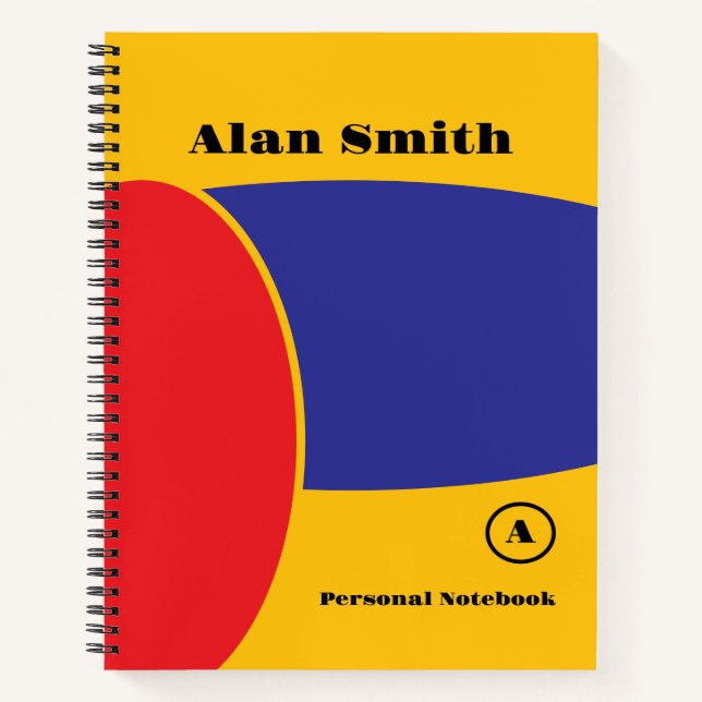 Red Yellow Blue Geometrical Monogram Notebook (Front)