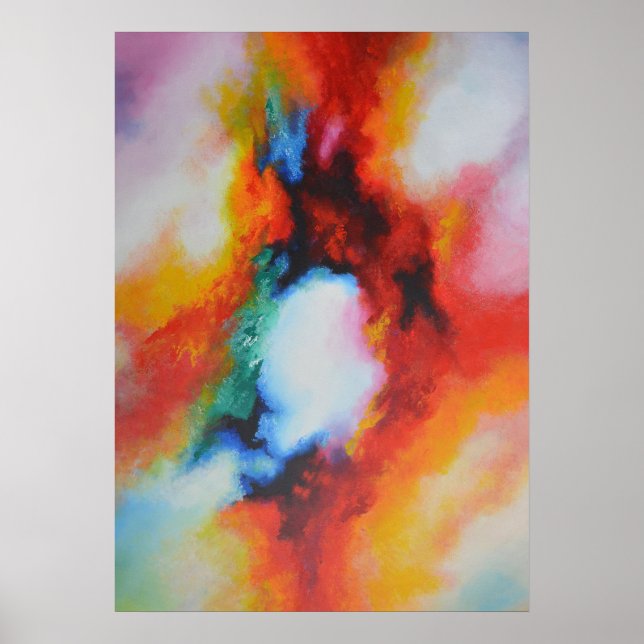Red Yellow Blue Green Abstract Painting Poster (Front)
