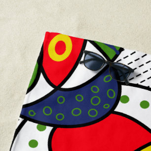 Red Yellow Blue Green Beach Ball Towel