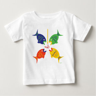 Red Yellow Blue Green Fishies II Baby T-Shirt