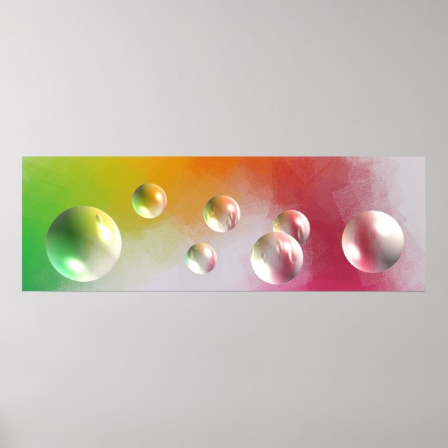 Red Yellow Blue Green Pink Purple Abstract Art Poster (Front)