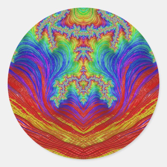 Red Yellow Blue Green Purpl~ Classic Round Sticker (Front)