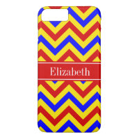 Red, Yellow, Blue LG Chevron Red Name Monogram