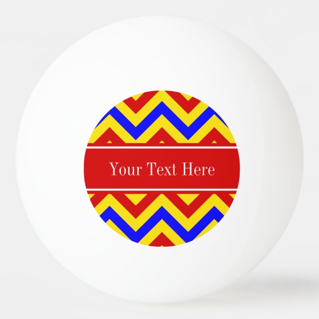 Red, Yellow, Blue LG Chevron Red Name Monogram Ping Pong Ball (Front)