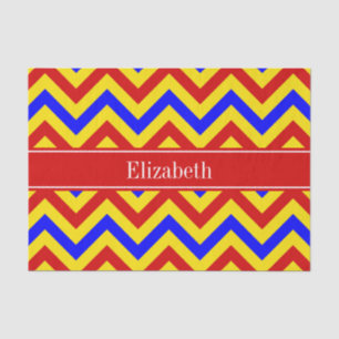 Red, Yellow, Blue LG Chevron Red Name Monogram Tissue Paper