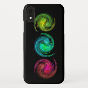 RED YELLOW BLUE LIGHT VORTEX Fractal Art, Black iPhone XR Case