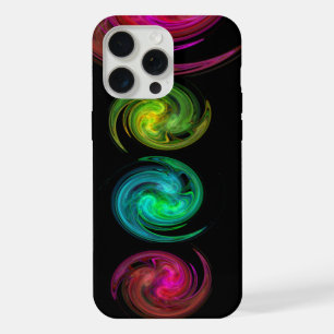 RED YELLOW BLUE LIGHT VORTEX Fractal Art, Black iPhone 15 Pro Max Case