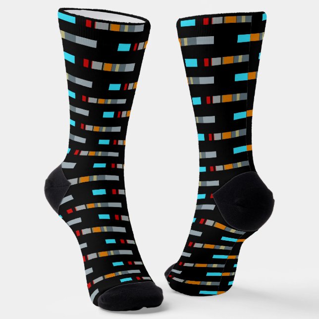 Red Yellow Blue Silver Multicolor Pattern Socks (Angled)