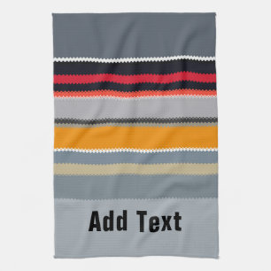Red Yellow Blue Silver Multicolor Striped Pattern Tea Towel