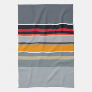 Red Yellow Blue Silver Multicolor Striped Pattern Tea Towel