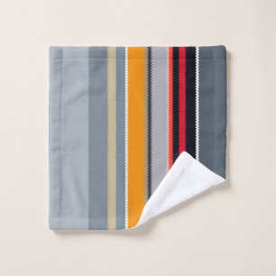 Red Yellow Blue Silver Multicolor Striped Pattern Wash Cloth