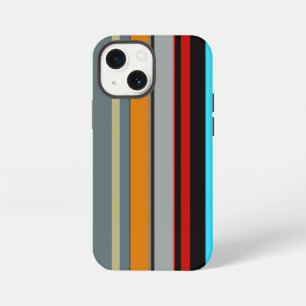 Red Yellow Blue Silver Multicolored Stripe Pattern iPhone 13 Mini Case