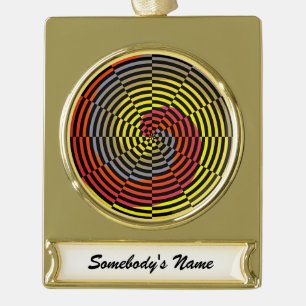 Red Yellow Blue Spiral by Kenneth Yoncich Gold Plated Banner Ornament