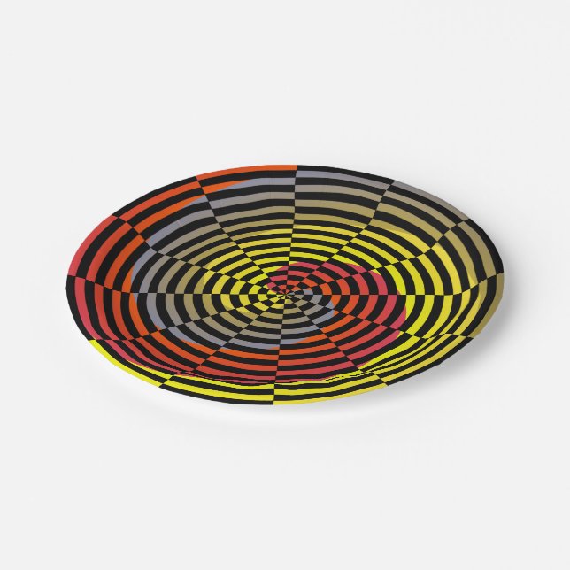 Red Yellow Blue Spiral by Kenneth Yoncich Paper Plate (Angled)