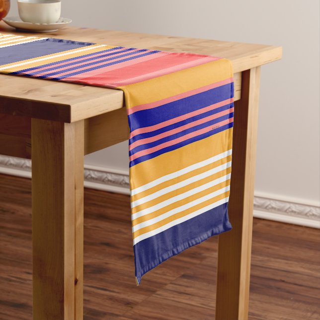 RED YELLOW BLUE STRIPES SHORT TABLE RUNNER (In Situ)